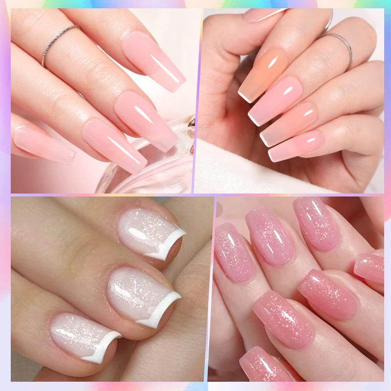 BORN PRETTY Transparent Jelly Nude Gel Nail Polish 10ml Sheer Glitter Crystal Varnis Semi Permanent for Nail Art DIY at Home 6