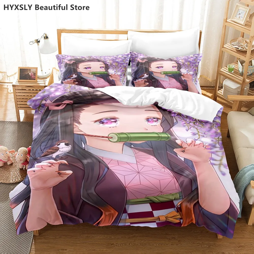 

Demon Slayer Bedding Set Kamado Nezuko Anime 3d Printed Duvet Cover Queen King 240x220cm Bed linen Anime Cute Girl Bedding Sets