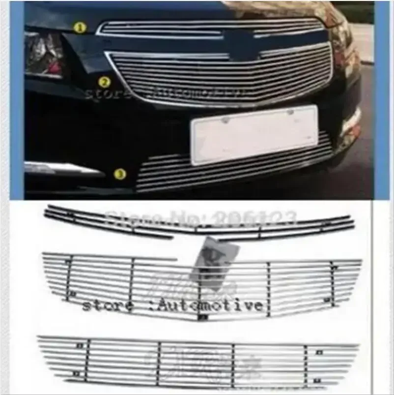 

For 2009-2013 for Chevrolet Cruze modified metal grid overlay front racing grills trim 3pcs