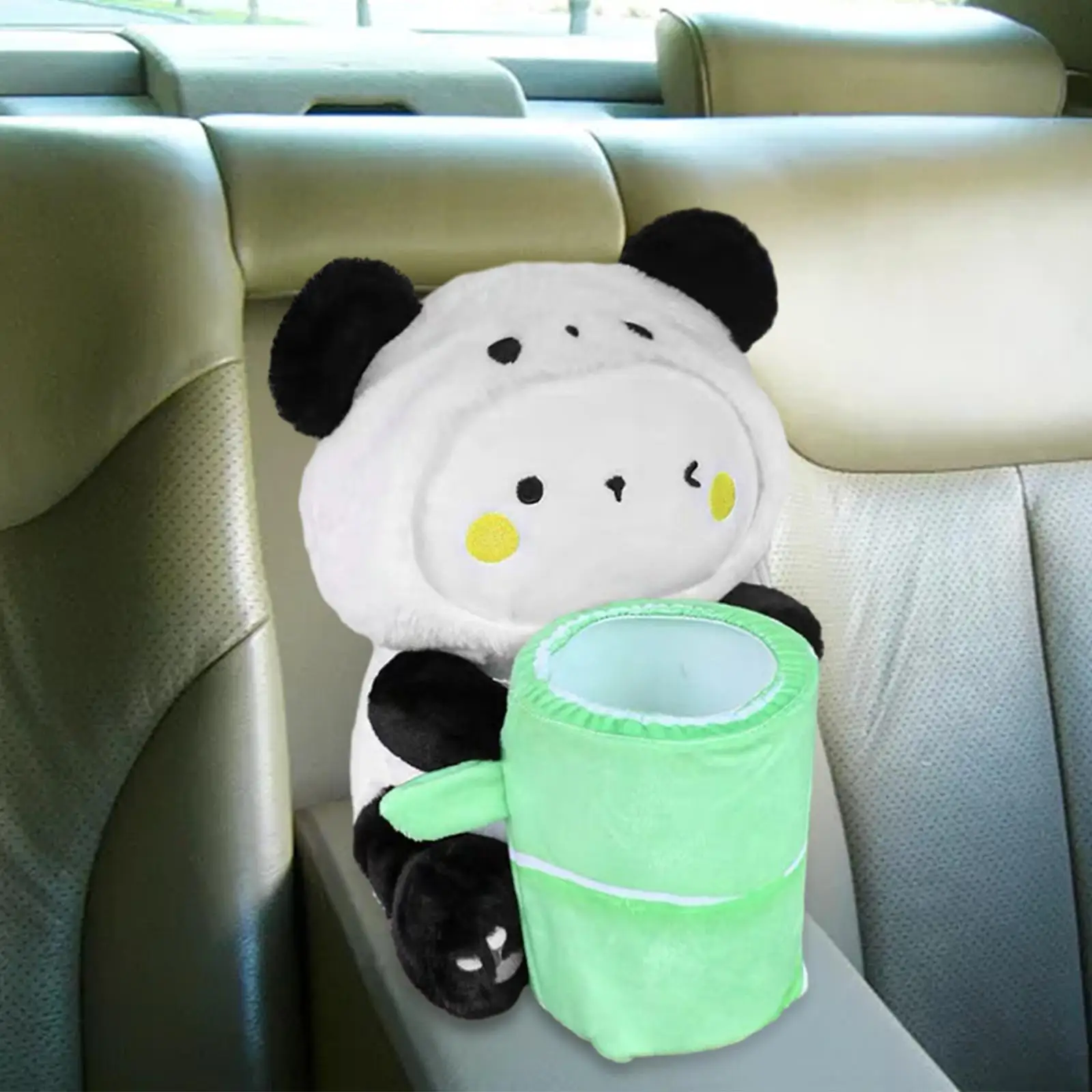 Plush Car Tissue Box Trash Can Plush Toy Panda Shape Car Armrest