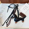 Keychain Retro Ins Style Sausage Dog Car Keychain Bag Pendant Hanging Rope Chocolate Weaving Rope Accessories 4