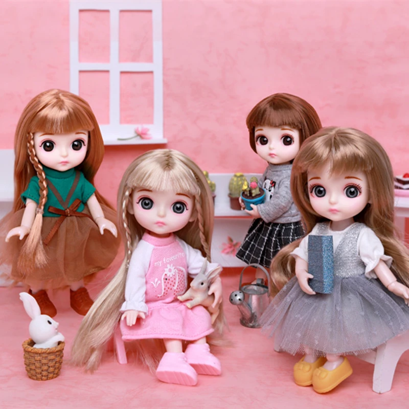 

16cm Bjd Doll 1/12 Dolls 13 Moveable Jointed with Clothes and Glasses Dress Up Dolls Toy for Girls Gift