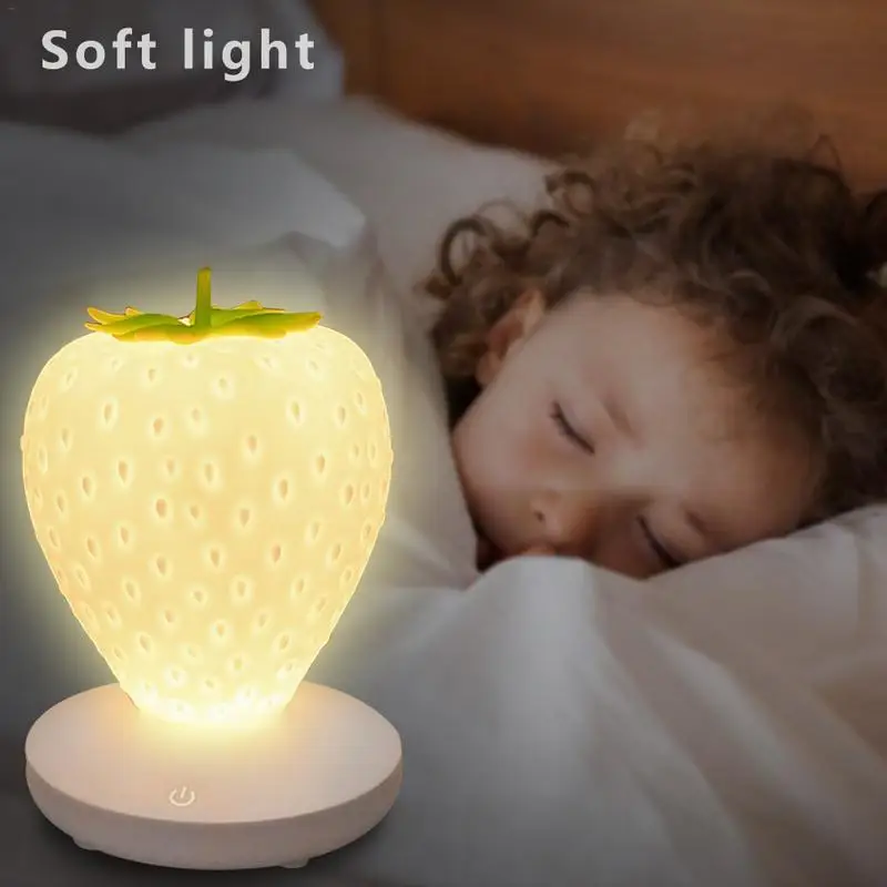 

LED Kid Gift Atmosphere Lamp Night Light Strawberry Nightlight Romote USB Bedside Lamp Baby Children Bedroom Decoration