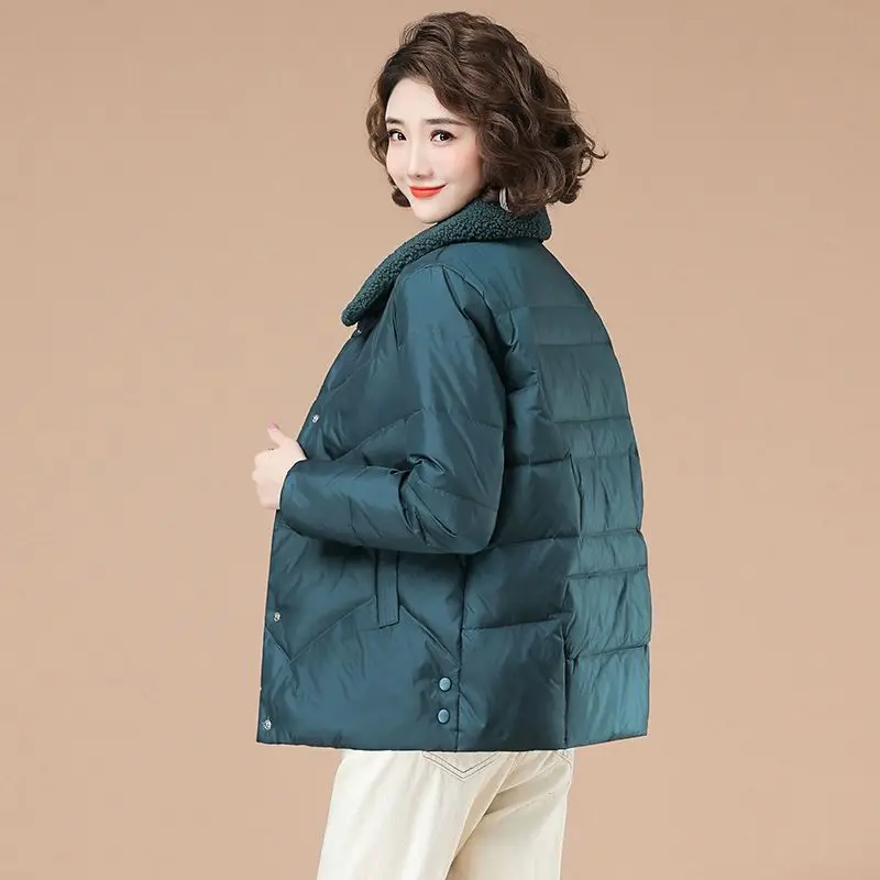 Cotton-padded Jacket 2023 New Winter Lig Lamb Wool Middle-aged Cotton-padded Clothes Ladie Short Coat Loose Cotton-padded Jacket