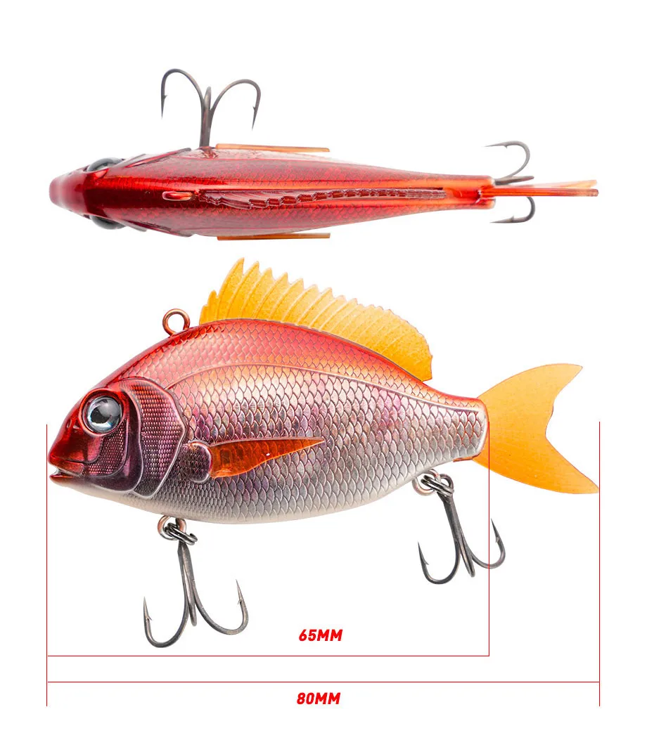 Description Picture 3 of item1Pcs Fish Wobbler Rattling Bait VIB 65mm 24g Fishing Lure Sinking Real Fish like Hard Bait Hooks Fishing Tackle Seawater Lure