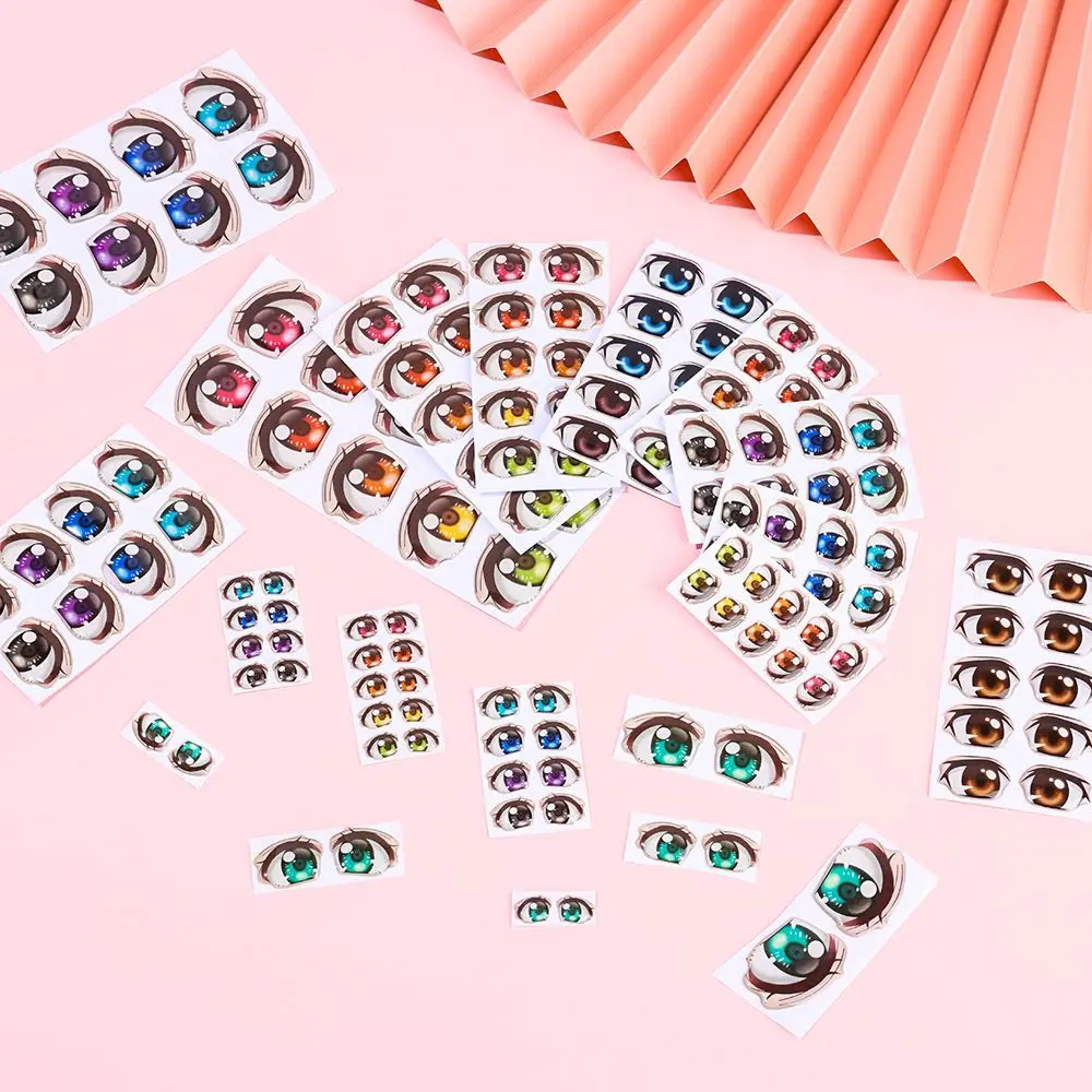styles Decals 8mm/10mm/12mm/15mm/18mm/25mm Eye Chips Paper Anime Figurine  Face Organ Paster Cartoon Eyes Stickers