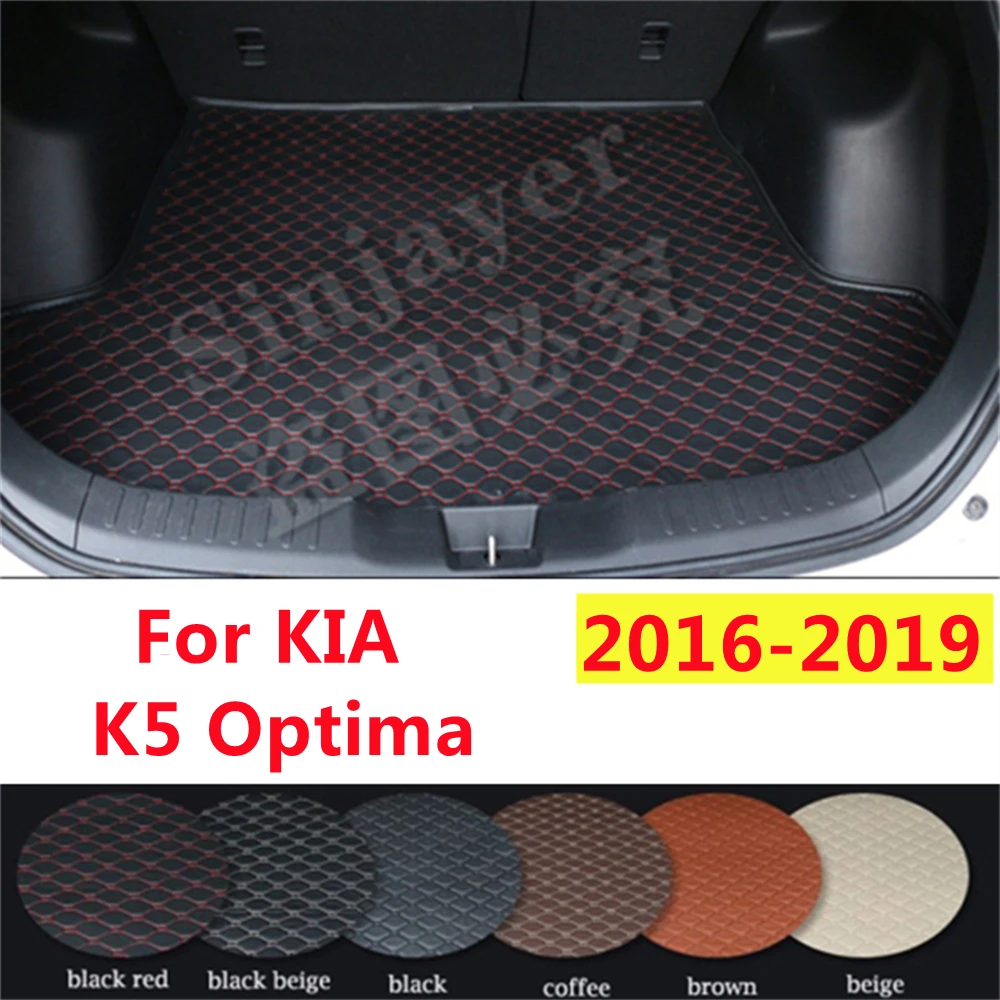 

SJ автомобильный коврик для багажника на заказ, подходит для KIA K5 Optima, 2019, 2018, 2017, 2016, год, водонепроницаемый, Автомобильный задний поднос для сапог, грузовой коврик, протектор