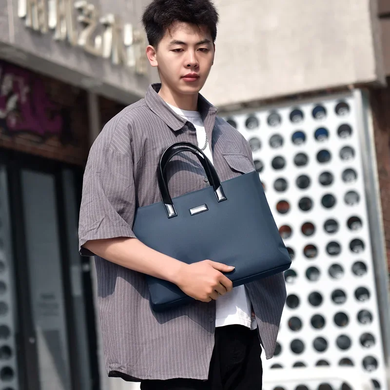 Business Meeting Briefcase with PU Leather and Zipper for Men