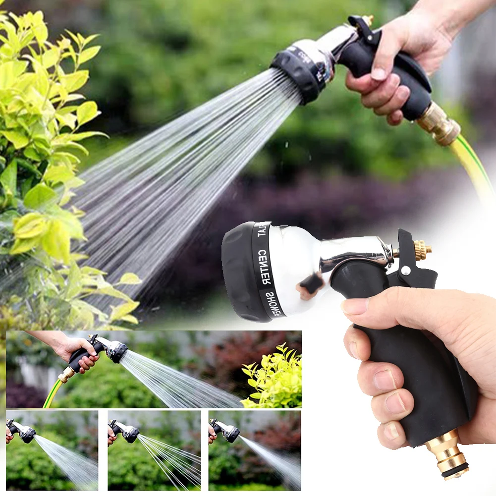 Metal Irrigation Water Gun Rust Prevention Watering Irrigation Tool with Rubber Handle for Car Garden Lawn Wash for Cleaning