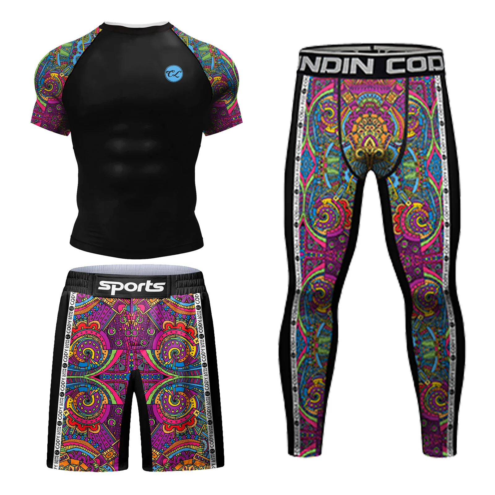 Jiu Jitsu Rashguard Kit Men Boxing Brazilian Grappling Bjj Sport Suit