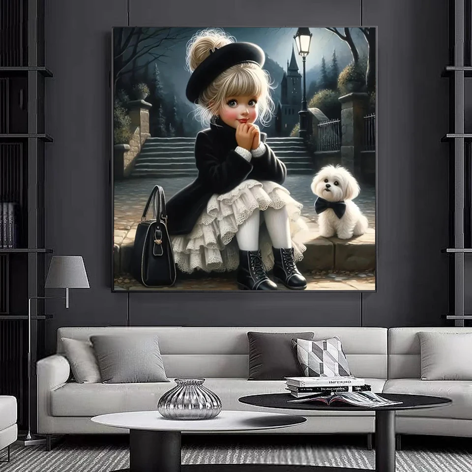 DIY Diamond Painting New 2025 Cute Little Girl and Pet Dog Full Diamond Mosaic Embroidery Art Stitch Home Decoration Craft Kit - 3