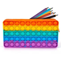 Rainbow Push Bubble Pencil Case Silicone Stationery Storage Bag ADHD Sensory Fidget Toys For Kids Boys Girls Decompression Gifts 6