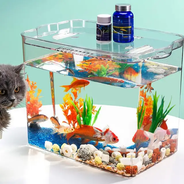 Beginner Fish Tank Stackable Transparent Cube Tank Small Fish Bowl For Temporary Space Turtle Tanks Desktop Aquarium For 3