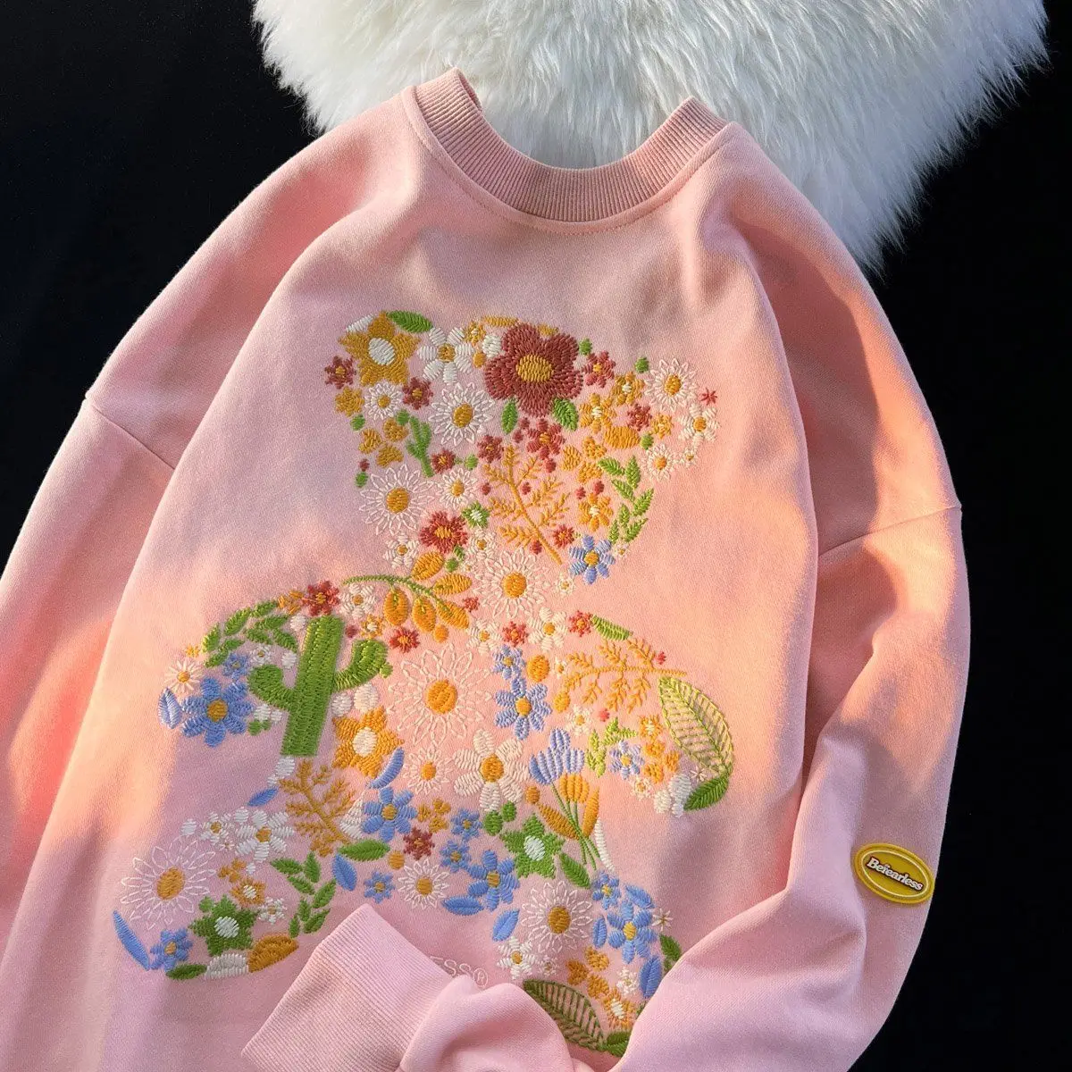 

Aesthetic Flower Bear Luxury Embroidery Sweatshirt Women Ladies Kawaii Pullover Long Sleeve Y2K Tops Korean Fashion Winter Tops