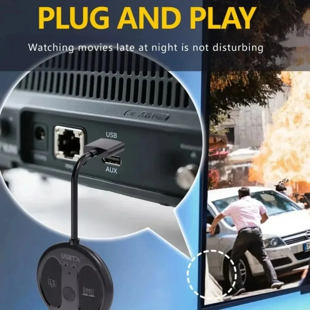 USB Bluetooth 5.4 Audio Transmitter 50M Barrier-free Wireless Stereo Music Adapter USB Dongle Connect 2 Headphones for TV PC