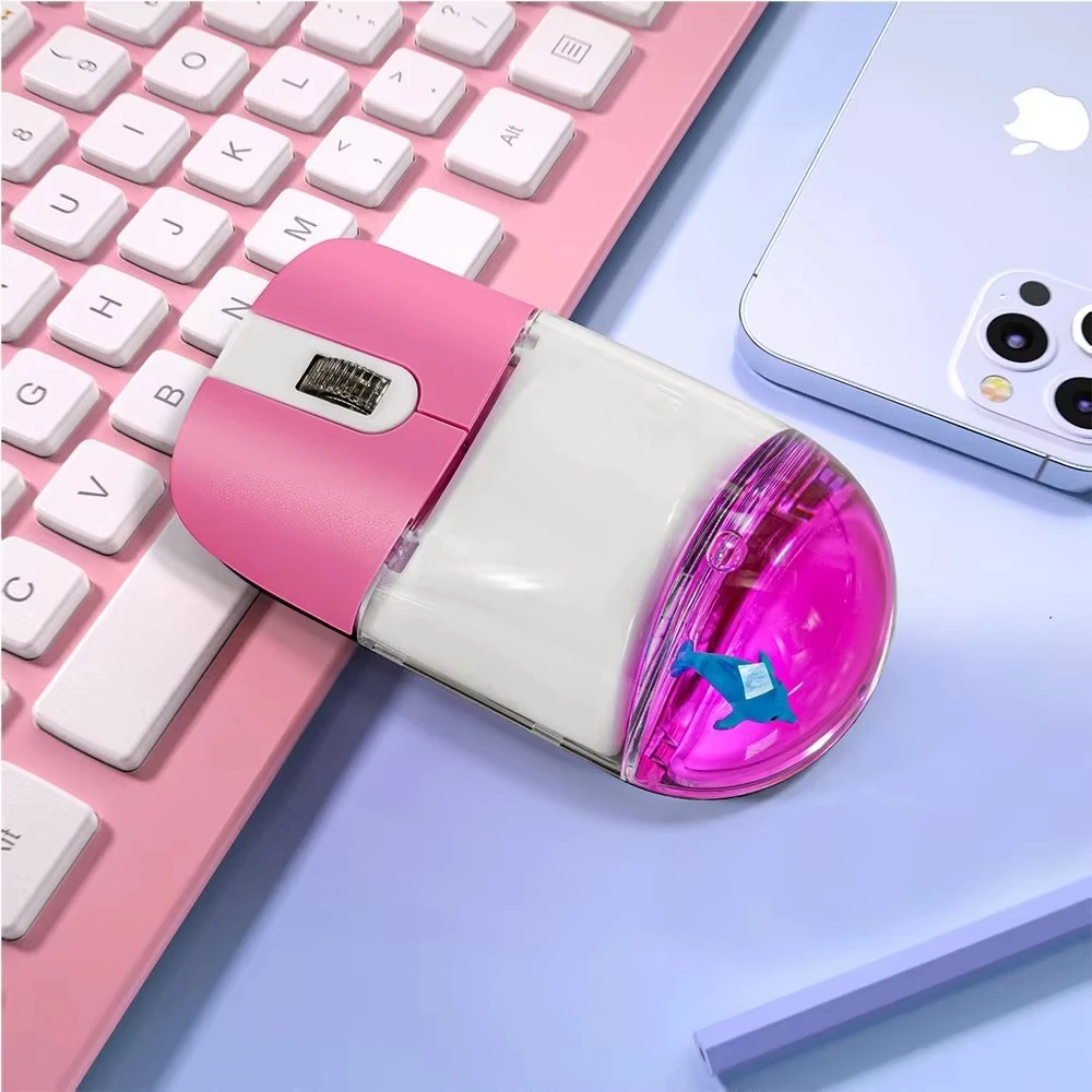 Frutiger Aero Aqua Liquid Mouse - Cute Floating Aquarium Animal Wireless Optical Mouse
