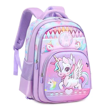 3 PCS Children School Bags for Girls Cartoon Unicorn Princess Backpacks Primary School Grade 1 Students Waterproof Bookbag 1