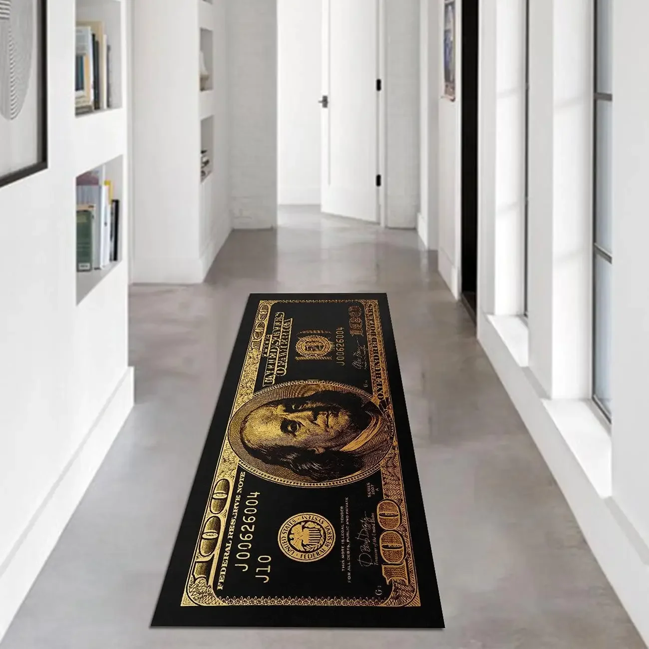 Black Gold 100 Dollar Bill Money Kitchen Floor Mat Home Decor Hallway Balcony Laundry Runners Rugs Bathroom Non-slip DoorMat 3