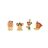 MIGGA 4pcs Cubic Zircon Cartoon Stud Earrings Set for Women Girls Gold/Silver Plated Crystal Jewelry 5