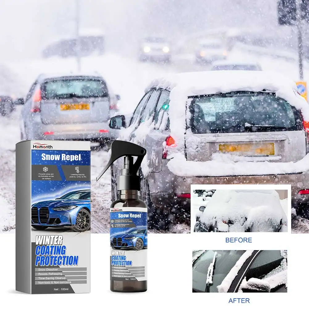 Car Windshield De-Icer Fast-Acting Ice Melting Spray for Windshields Multifunctional Saf Effective Defroster Spray for Winter