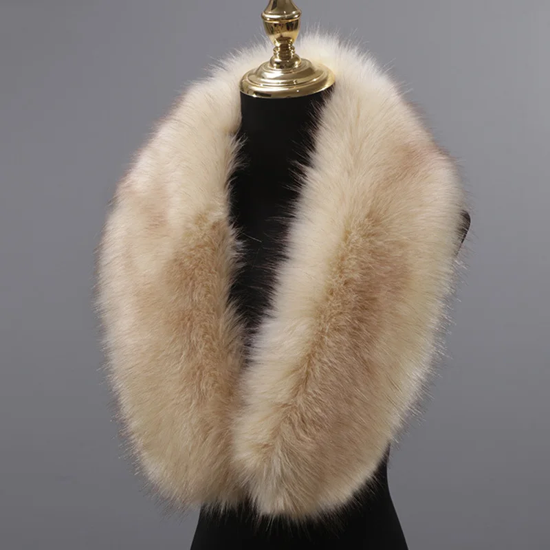 Large Faux Fur Collar Fashion Fluffy Trim Strip Winter Warm Plush Fake Collar Scarf For Parkas Down Coat DecorShawl Wrap Scarves 4
