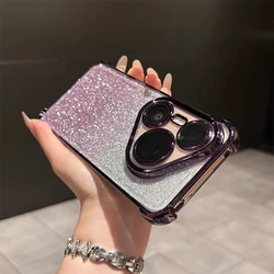 Translucent Shockproof Case with Plating Glitter Lens Protection for Pura 80 Pro Plus (Purple)
