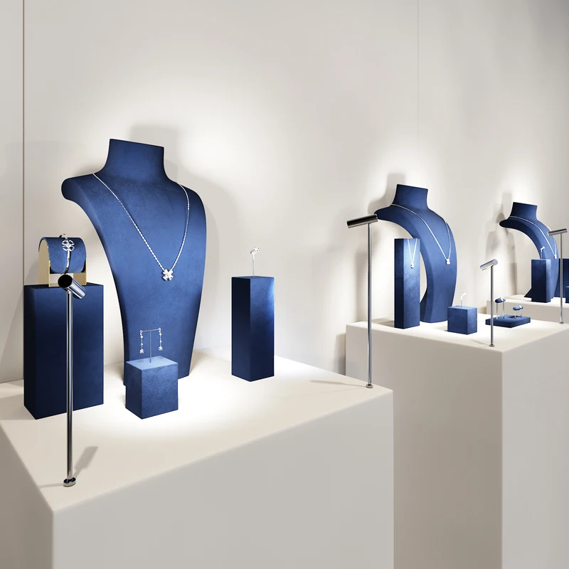 WoodTen soporte de exhibición de joyería azul Premium, accesorios