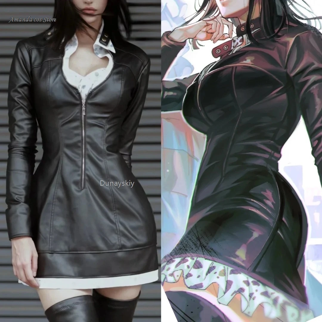 Anime Nico Robin Cosplay Costume Miss Allsunday Black PU Uniform Dress  Adult Woman Sexy Kawaii Carnival Halloween Suit - AliExpress