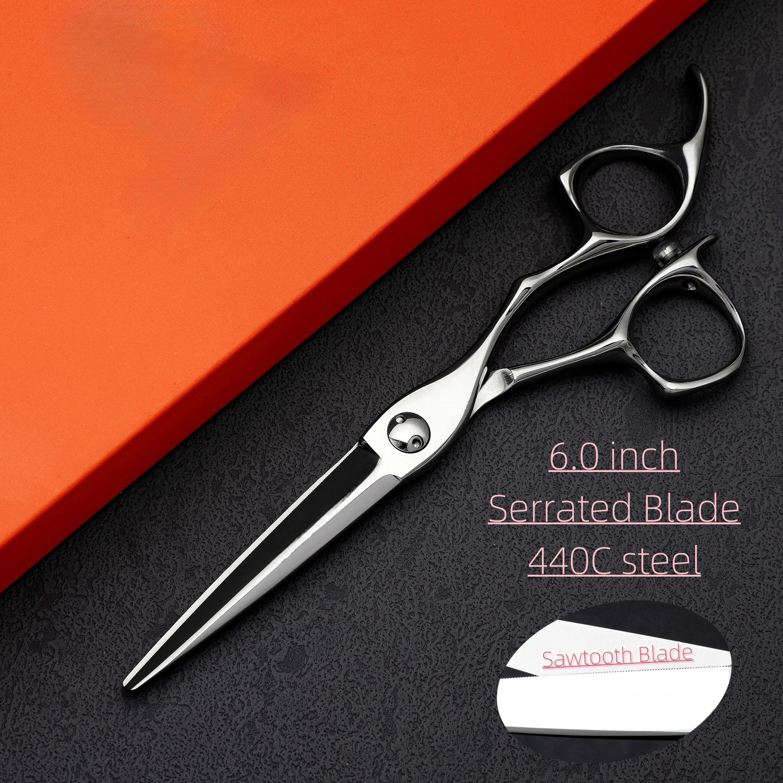 Professional 5.5-6.0 inches Serrated Blade Hair Scissors Set Japan 440c steel Barbershop Hair Cutting Tools hair scissors