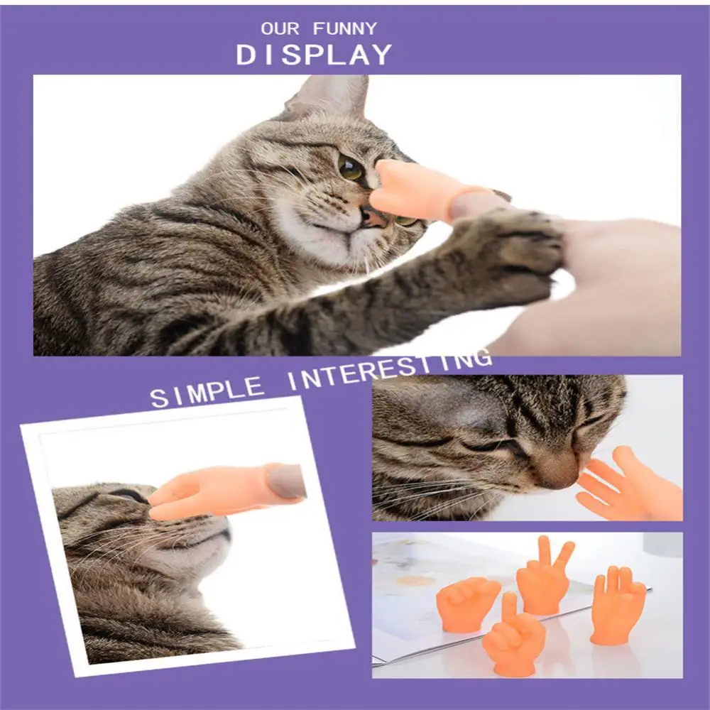 2/4/6PCS Simulation Little Hands Funny Mini Hands Foot Finger Sleeve Silicone Hand Puppet Novel Prank Finger Toys Tease Cat