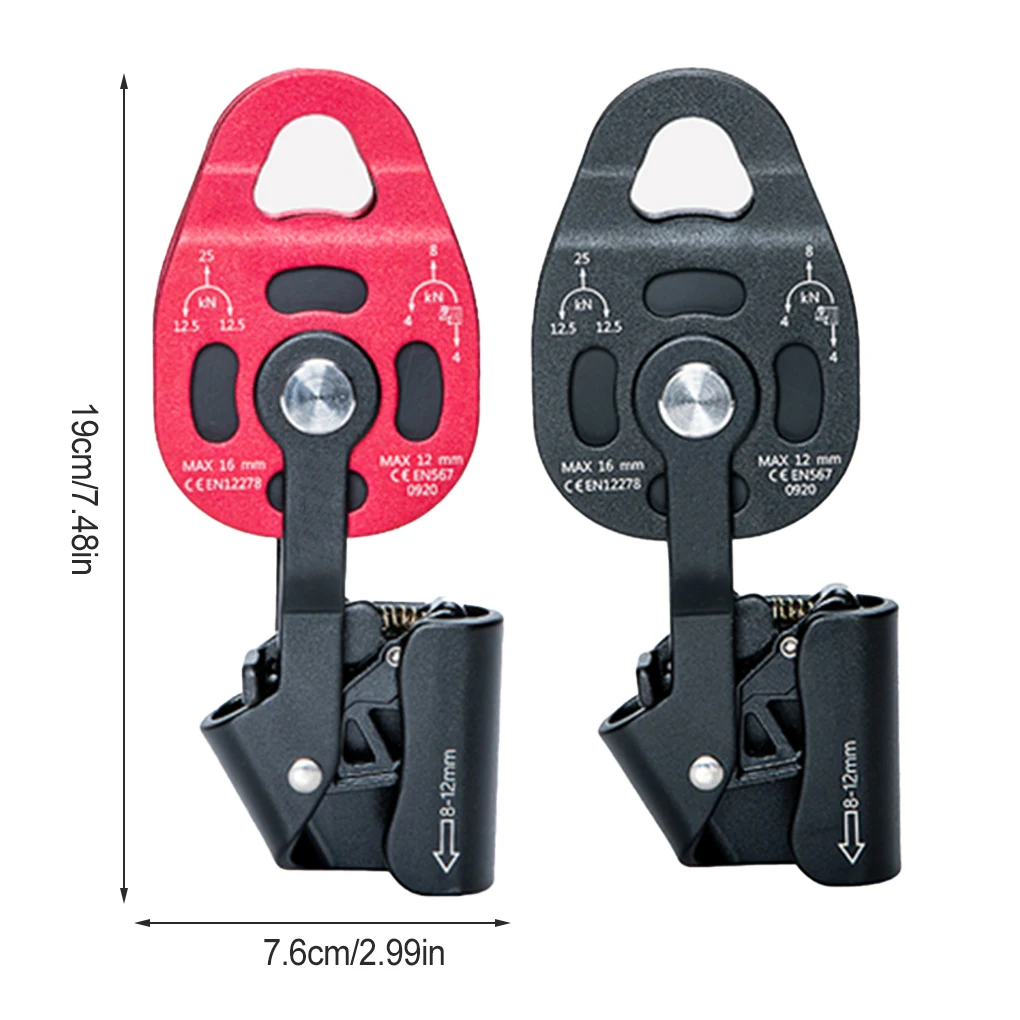 Ascender Lifting Pulley 4KN Climbing Rigging Adventure Lifter Rappelling Outdoor Smooth Portable Mountaineering Red 6