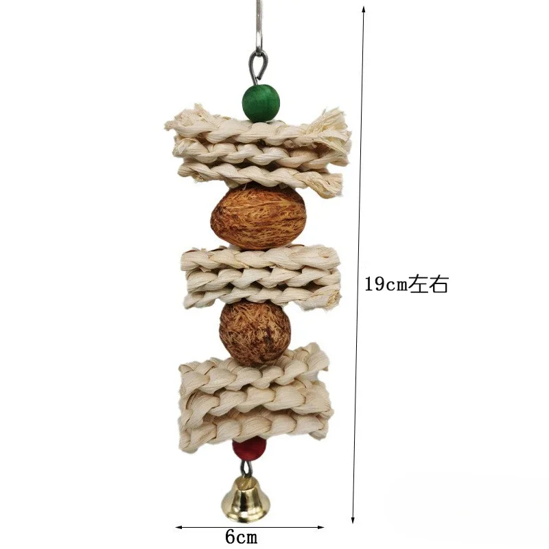Bird Toys Chewing Toy Parrot Cage Bite Toys Corn Husks Color Wood Beads Entertainment Toys for Small and Medium Parrots Birds 5