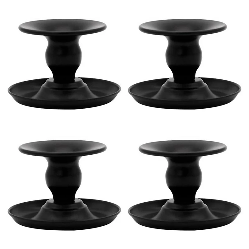 

Wrought Iron Taper Candle Holders Set Of 4,Black Candlestick Holders Candlelight Stand For Home Decoration Display