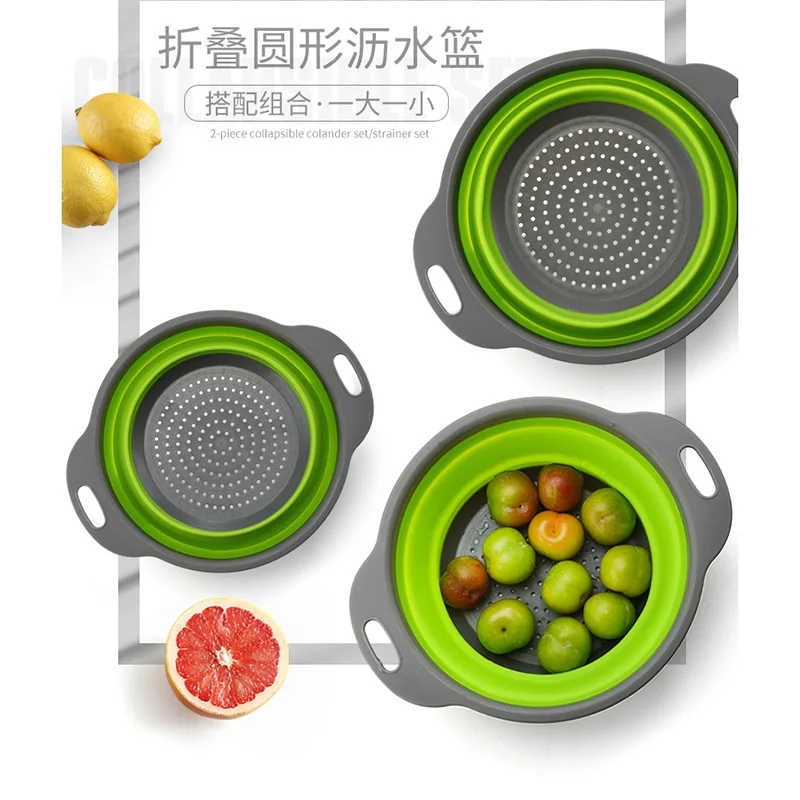 Kitchenware Vegetables Fruits Drain Basket Creative Folding PP Draining Baskets Organizer Kitchen Accessories