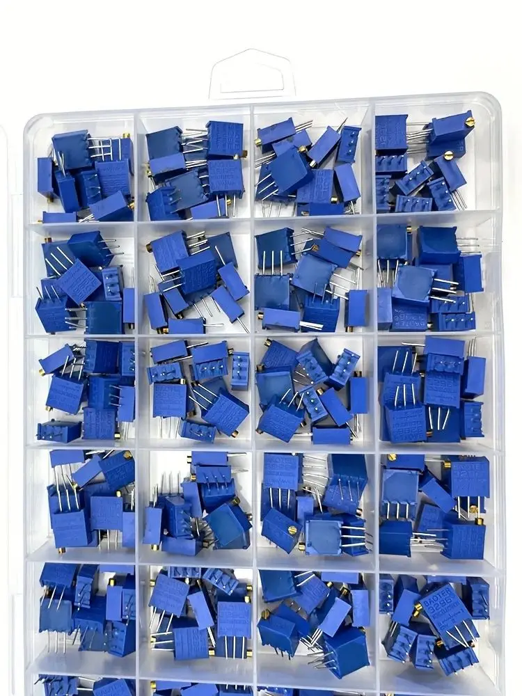 240Pcs 3296W 3296X (50R - 1M) 24 값 멀티턴 트리머 전위차계 키트 무료 상자가있는 고정밀 3296 가변 저항기
