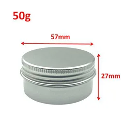 Set of 10 Silver Aluminum Screw Top Tins - Metal (10pcs 50g)