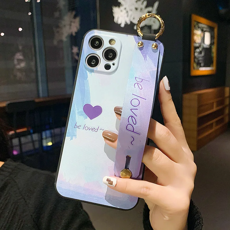Gradient Color Wrist Strap Phone Case