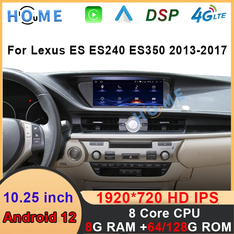 

Android 12 8+128G Car Radio For Lexus ES240 ES250 ES350 ES300h 2013-2017 ES GPS Navigation Multimedia Player CarPlay Autoradio