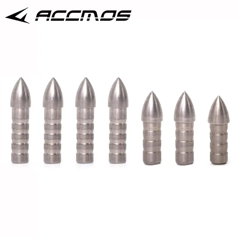 12pcs ID6.2mm Insert Arrow Head Stainless Steel Arrow Tips 75/80/100grain DIY Recurve/compound bow arrow point Archery accessor