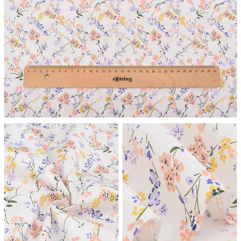 Chainho,Printed Twill Weave Cotton Fabric,DIY Sewing Quilting Material,Patchwork Cloth,Patchwork Cloth,7 Designs,2 Sizes,15C382