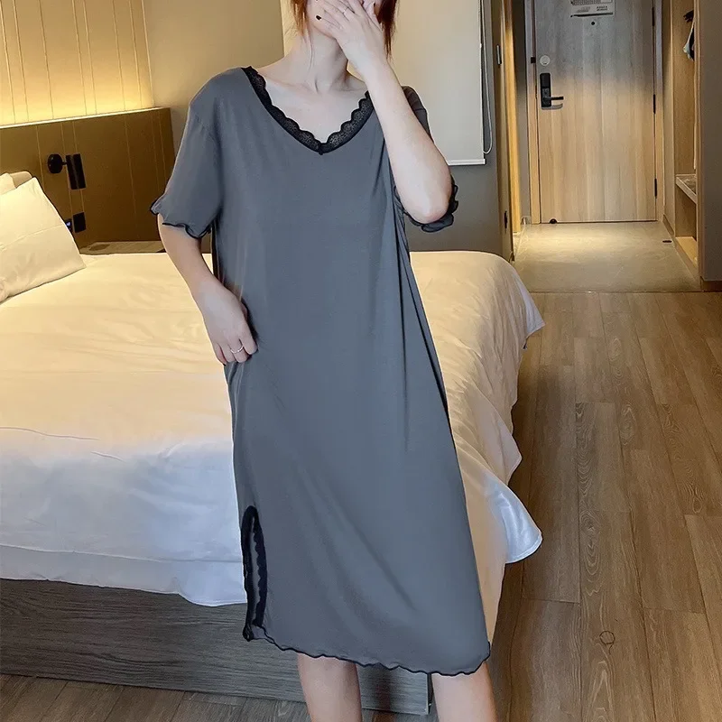 Women Nightdresses Extra Large Size 150kg Summer Sleepwear Plus Size Short Sleeved Loose Nightgown Home Leisure Can Wear Outside
