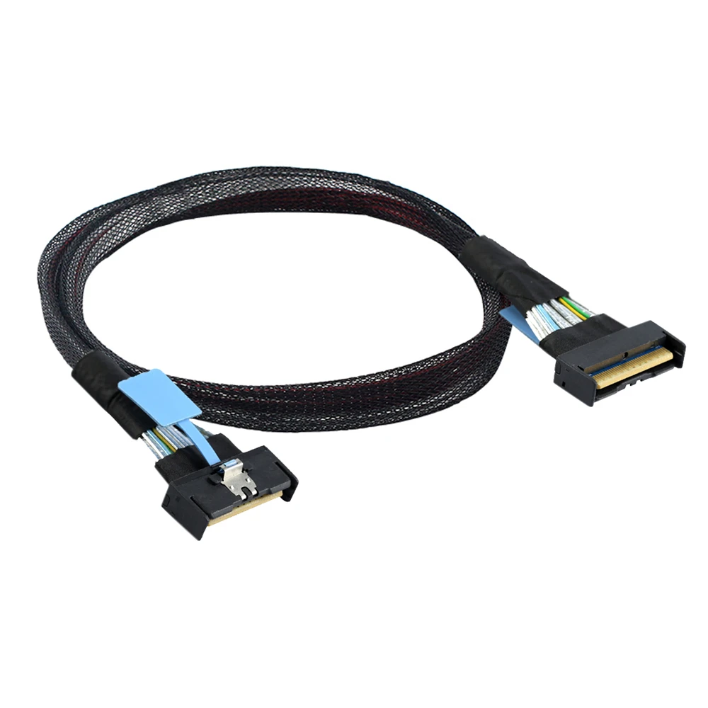 

PCI-E 5.0 Mini Cool Edge IO MCIO STR SFF-8654 PCI-E Slimline SAS 8i 74Pin Male to SFF-8654 SAS 74Pin Male SFF-8654 Cable 50cm