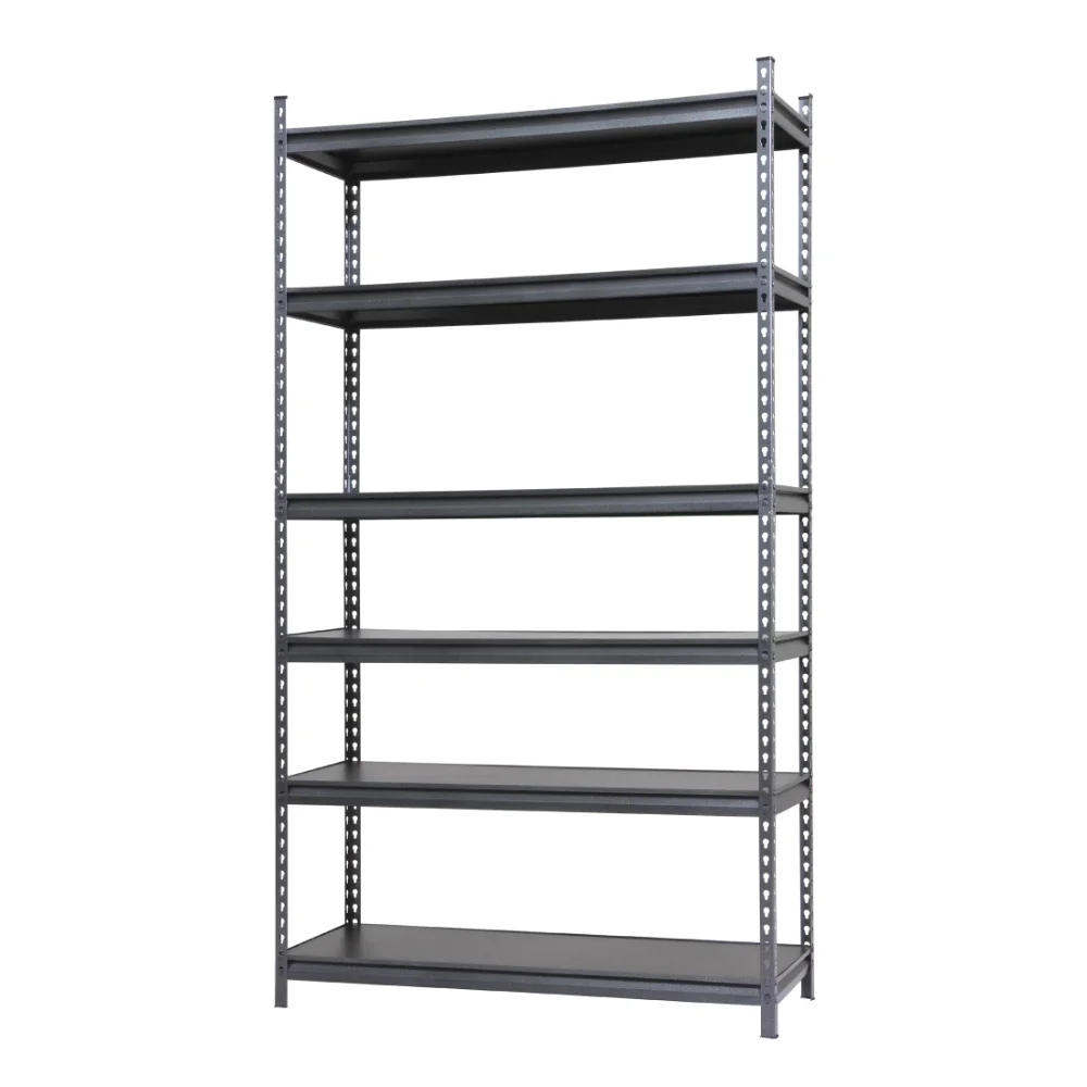 

6-Shelf Boltless Rack with Wood Decking, Textured Gray, 600lbs Per Shelf,48.00 X 18.00 X 86.00 Inches