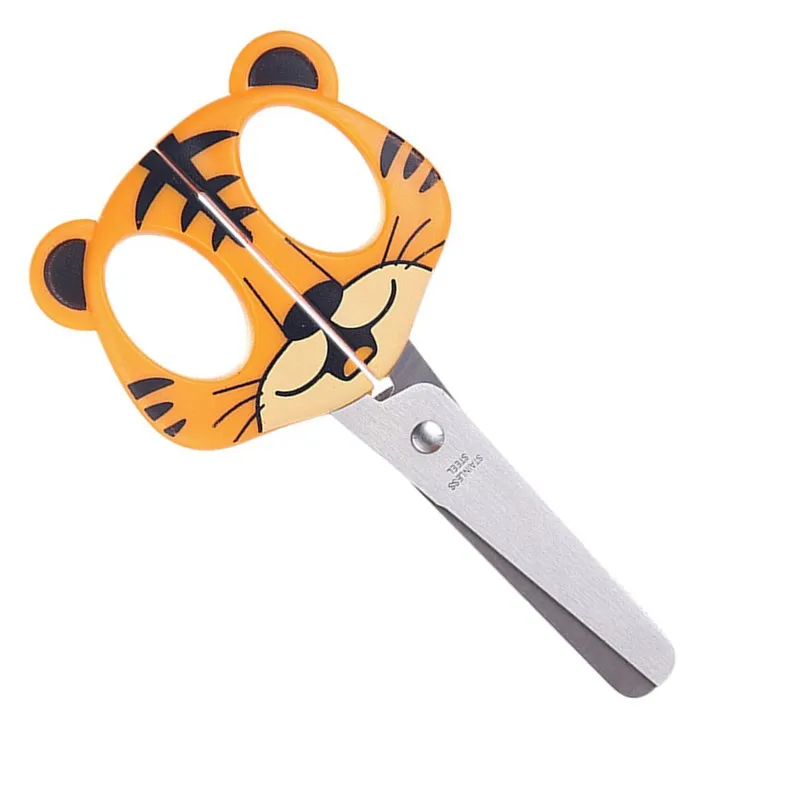 Cartoon Animal Safety Round Head Stainless Steel Mini Scissors Paper Cutter Tool Student Stationery Gift School Offi