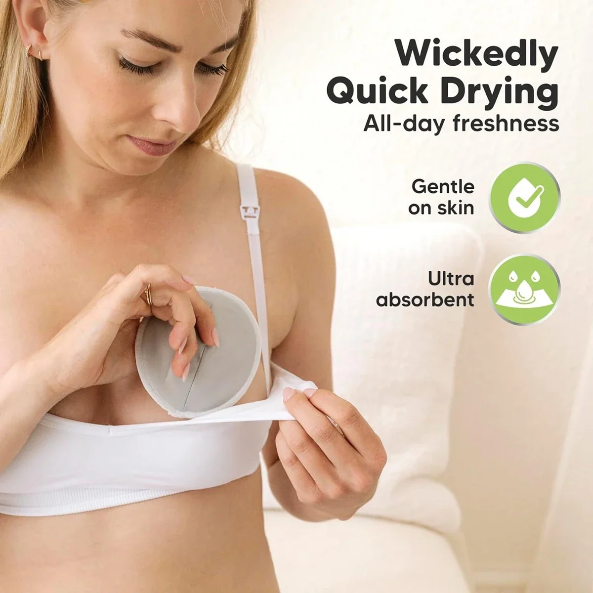 Breast Pads 4Pc Rayon Bamboo Nursing Breast Pads Washable Reusable