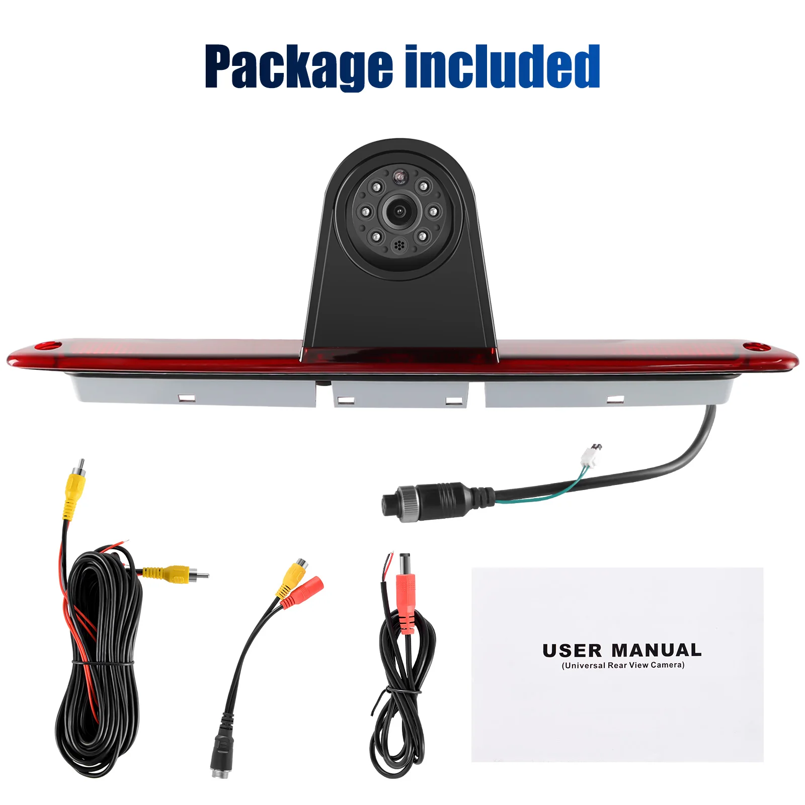 ESSGOO 170° Rear View Reversing Camera for VW Transporter T5 T6 3rd Brake Light Double Doors 8M IP68 Waterproof W/ Night Vision