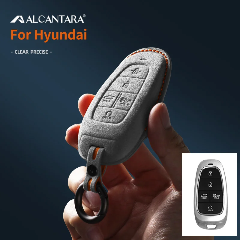 

Alcantara Car Key Case Cover Holder Smart Key Bag For Hyundai Sonata Sel Ioniq 5 Nexo Nx4 Tucson 2022 Sonata 2020 Grandeur Santa