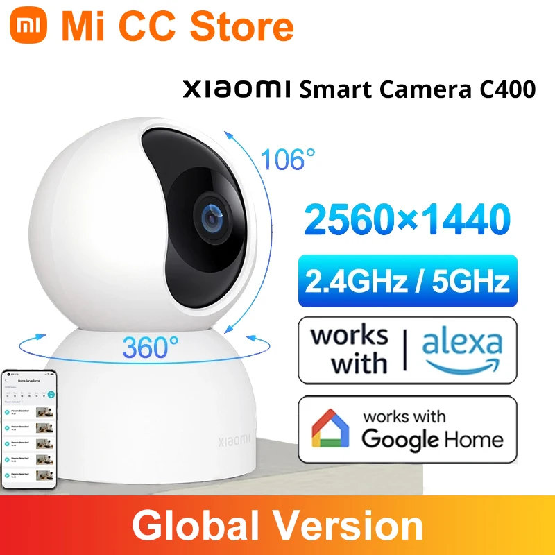 Global Version Xiaomi Smart Night Vision Camera C400 Smart Security With  2.5k Clarity 4mp 360° Rotation Ai Human Detection - Ip Camera - AliExpress