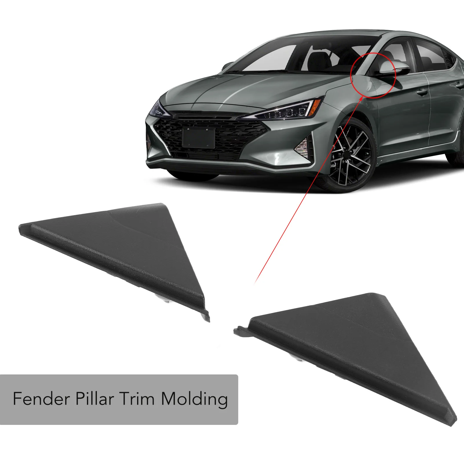2PCS Fender Pillar Trim Molding for HYUNDAI ELANTRA 1.4L 1.6L 2.0L 86180 86190 F2000 Replacement Accessories