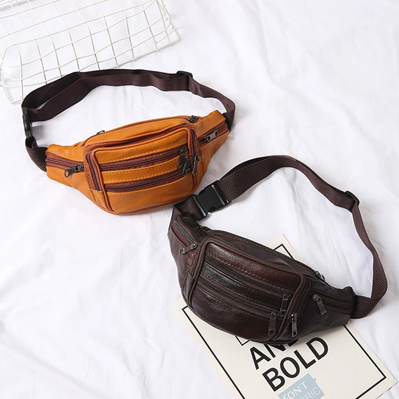 Genuine Leather Men Fanny Pack Waist Bag: Murse Man Purse, Mens Bag